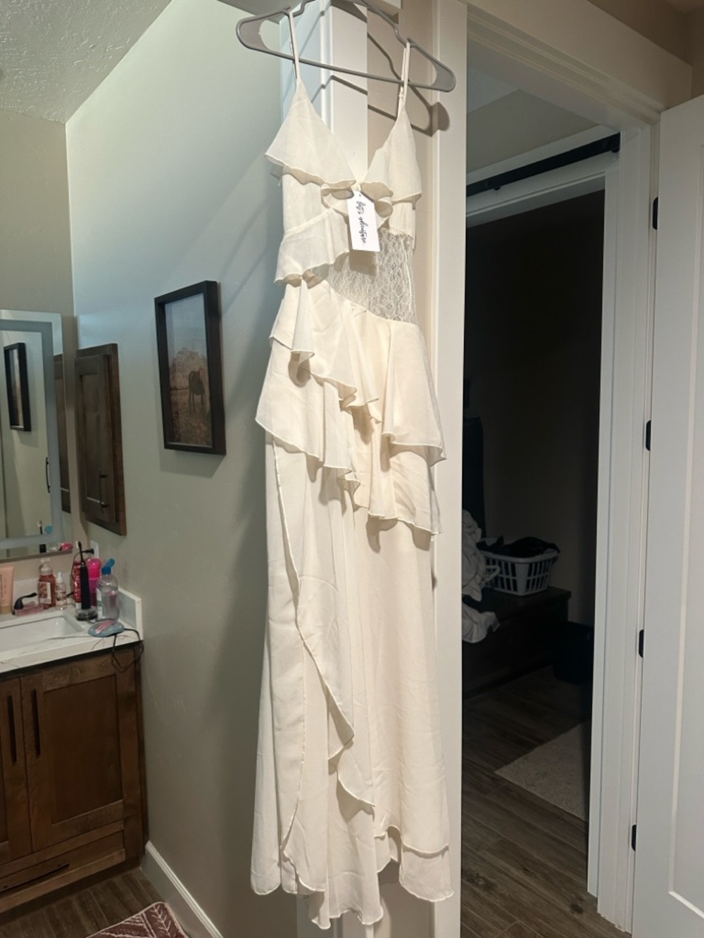 12th Tribe Cream Ruffled Maxi Dress